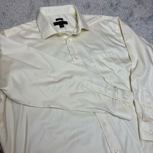 Pronto Uomo Men's Dress Shirt Cream Long Sleeve Size 18 34/35 Classic Fit